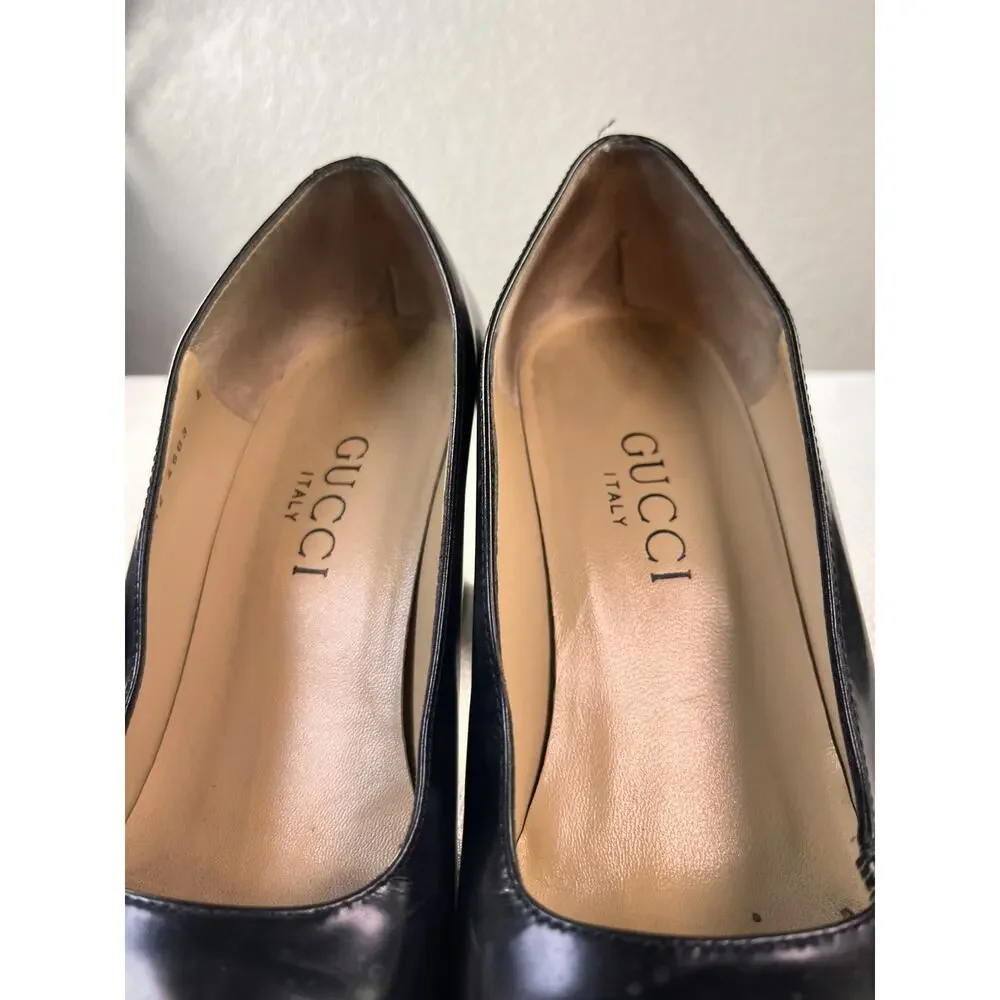 Gucci Size 4‎ Women's Square Toe Leather Pumps in Black - Picture 8 of 11